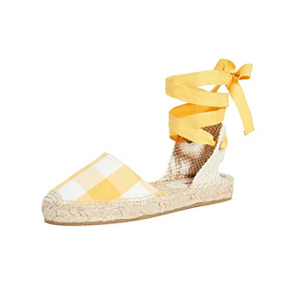 Stylish Gingham Soludos Wrap Espadrilles